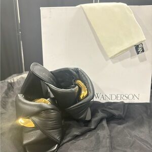 JW Anderson Black and Gold Leather Sandals